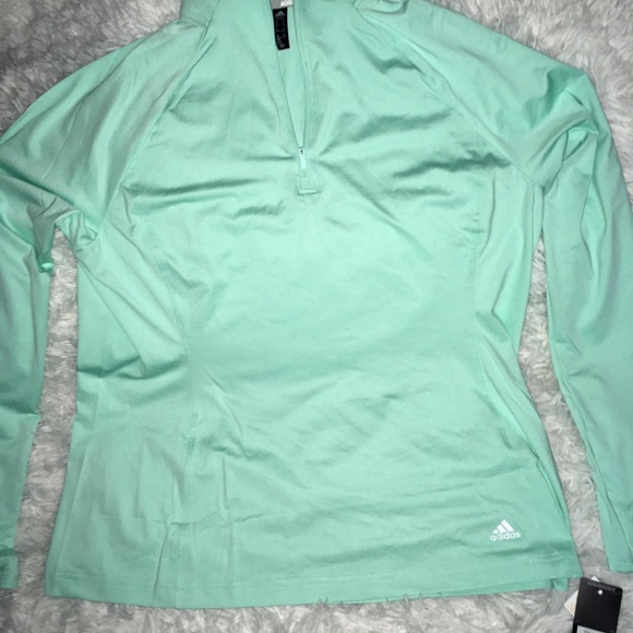 Adidas light mint women’s 1/4 ZIP shirt size XL - Picture 4 of 7
